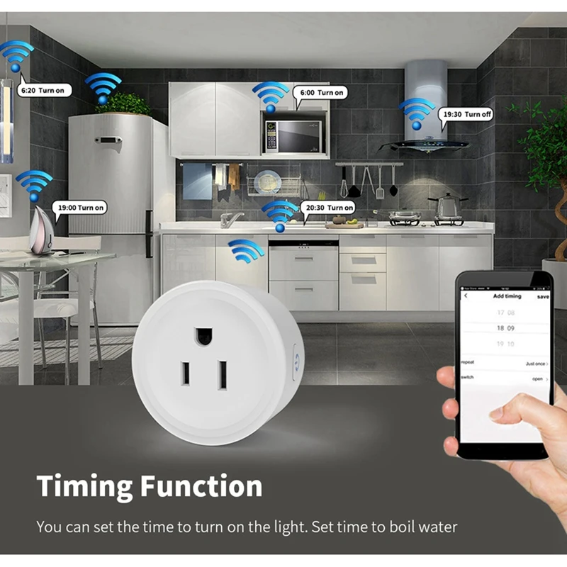 Homekit 16A Wifi Smart Voice Control Plug APP التحكم عن بعد توقيت التوصيل متوافق مع Alexa وGoogle وSiri HA US Plug