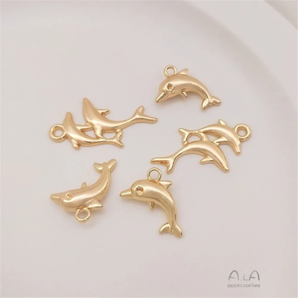 

14K Real Gold Color Preservation Pendant Dolphin Pendant Handmade Diy Bracelet Anklet Jewelry Pendant Handmade Material