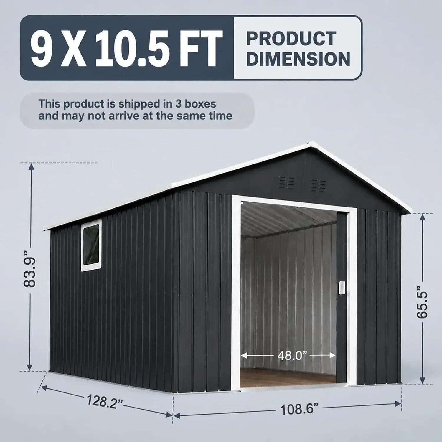 9x10.5 FT Outdoor Storage Shed Metal with Windows & Lockable Doors for Garden Patio Backyard, Custom