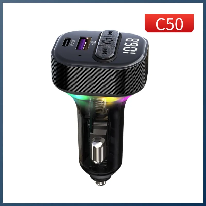 Bluetooth 5.3 Car FM Transmitter with PD30W Type-C Fast Charger Wireless MP3 Player USB Handsfree Call Music Car Adapter