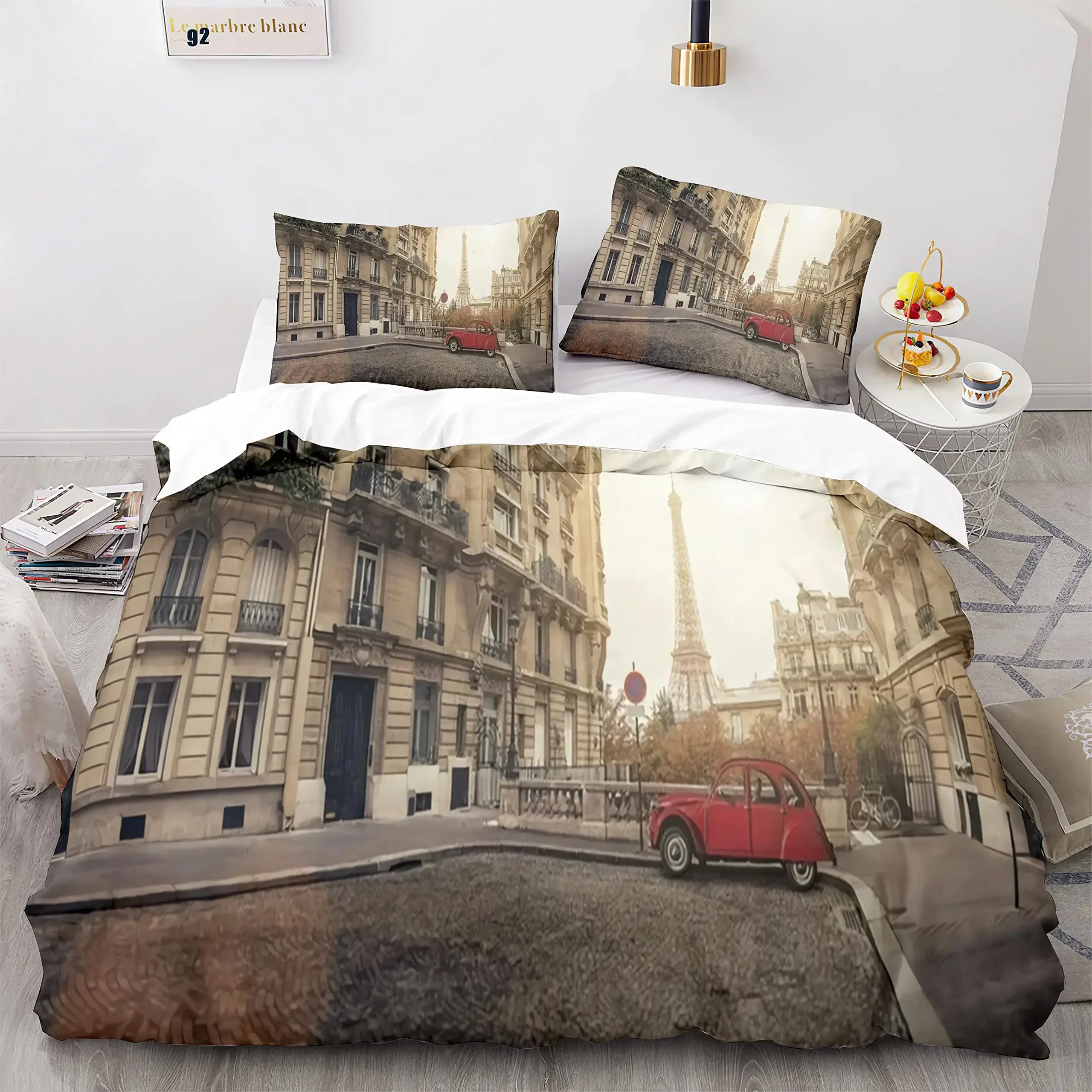 

Eiffel Tower Paris France Comfortable Duvet Quilt Cover Pillowcase Bedding Set Children Bedroom Decoration Home Textile