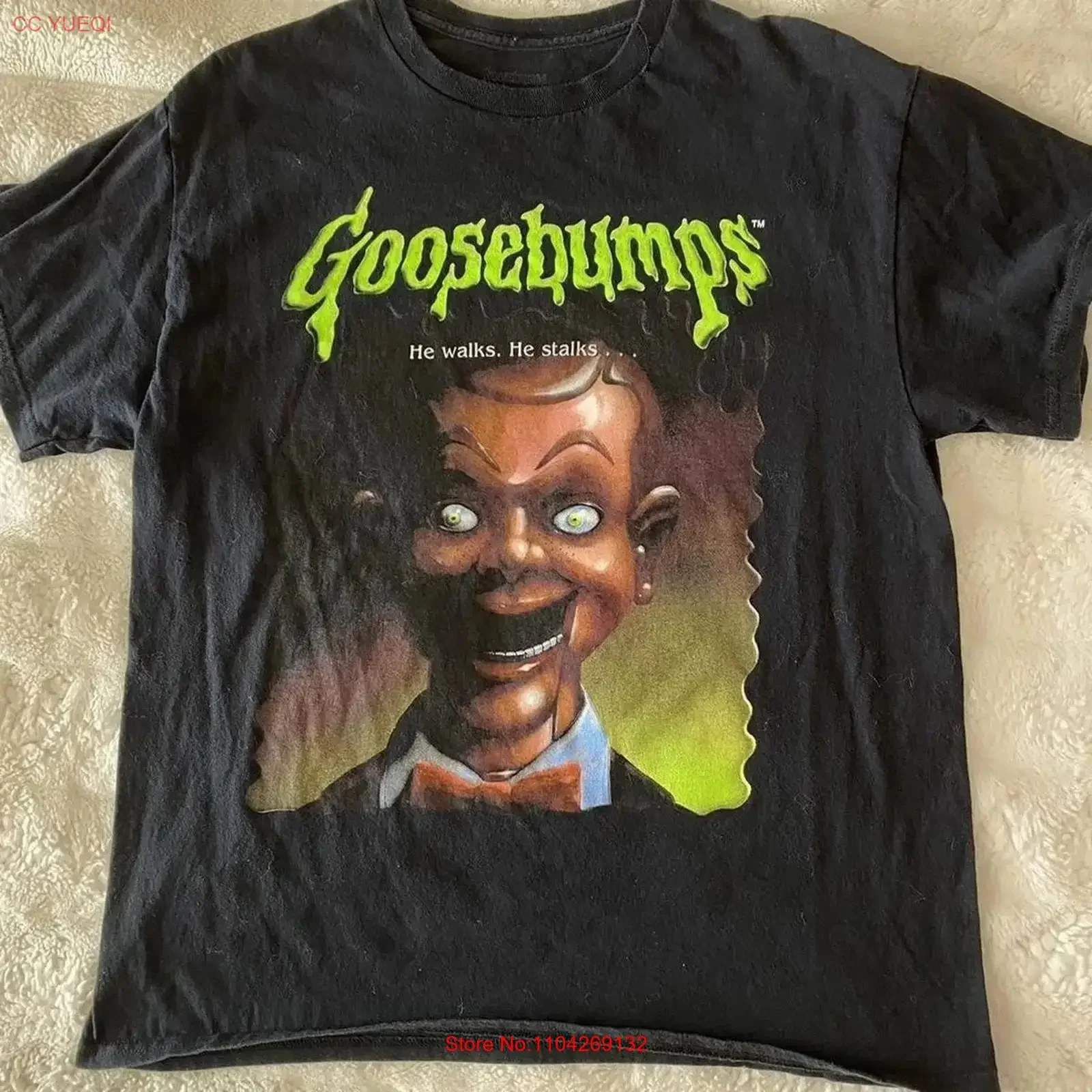 Goosebumps Horror Movie Black  T Shirt KH17383 vintage Washed Top For Everyday Wear Slightly Versatile fashion homme Stylish