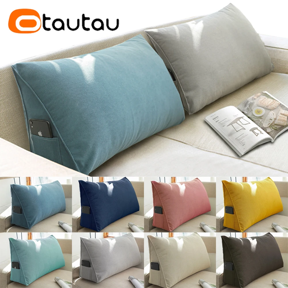 OTAUTAU Bed Triangular Cushion Chair Bedside Lumbar Chair Backrest Lounger Lazy Office Chair Living Room Pillow Decor KD034