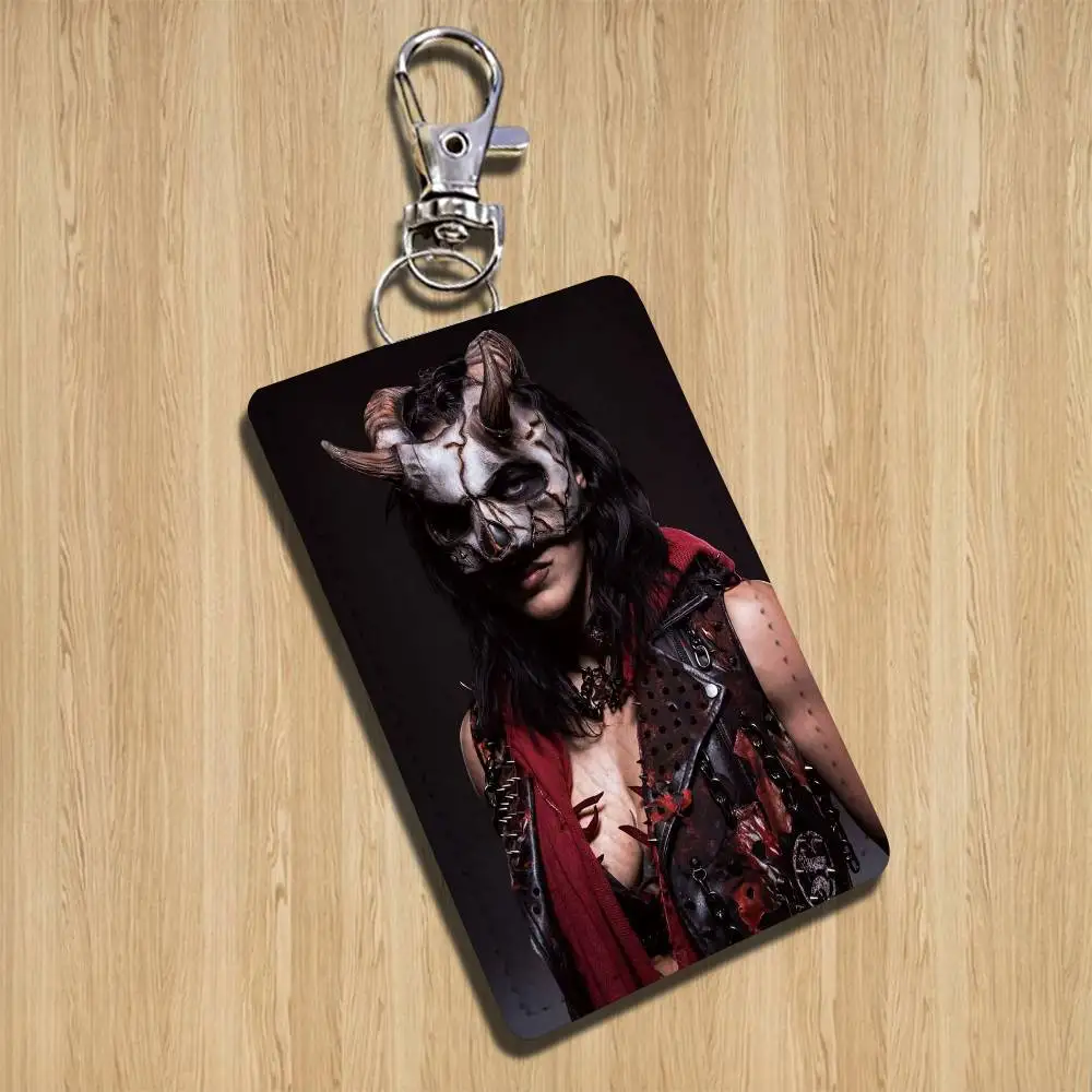 voluptuous R-Rhea Ripley Ace Rectangle ID Card Case Keychain Access Card Bag Key Tag Ring Leather Card Holder Key Ring Access