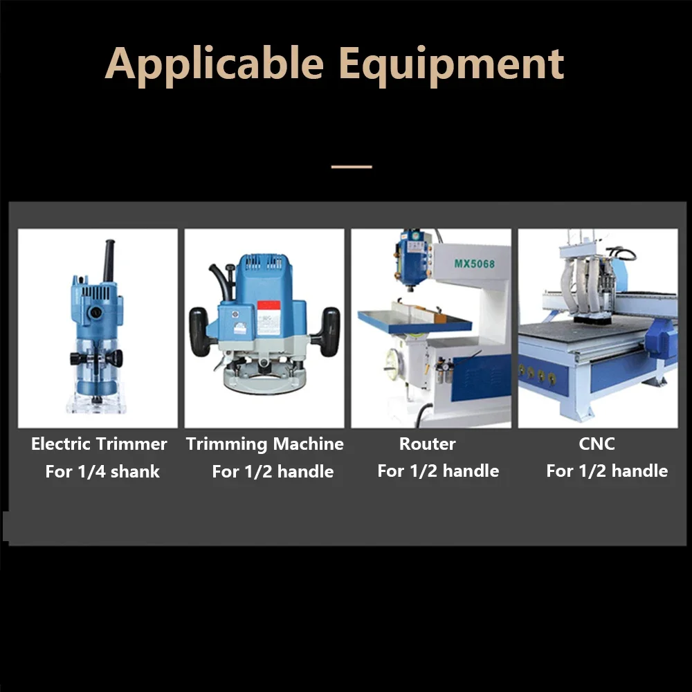 Arden Carbide Trimming Cutter with Bearing 1/2 1/4 Shank Flush Trim Router Bit for Wood Woodworking Tool Endmill Milling Cutter