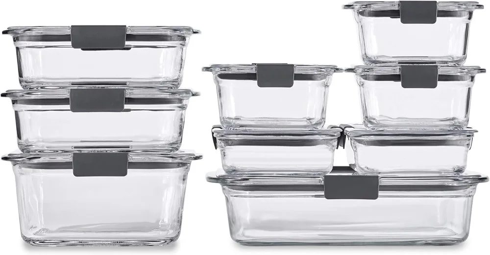 

Glass Storage Food Containers with Lids 100% Airtight and Leak-proof, Plus Odor and Stain Resistant LEAK-PROOF AND AIRTIGHT