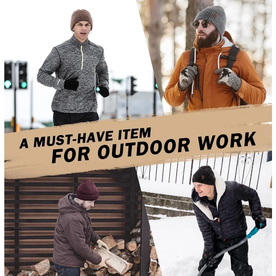 Wmcaps Gorro cálido para hombres y mujeres Gorro con forro polar Gorros cálidos de invierno Gorro con puños de punto de moda unisex