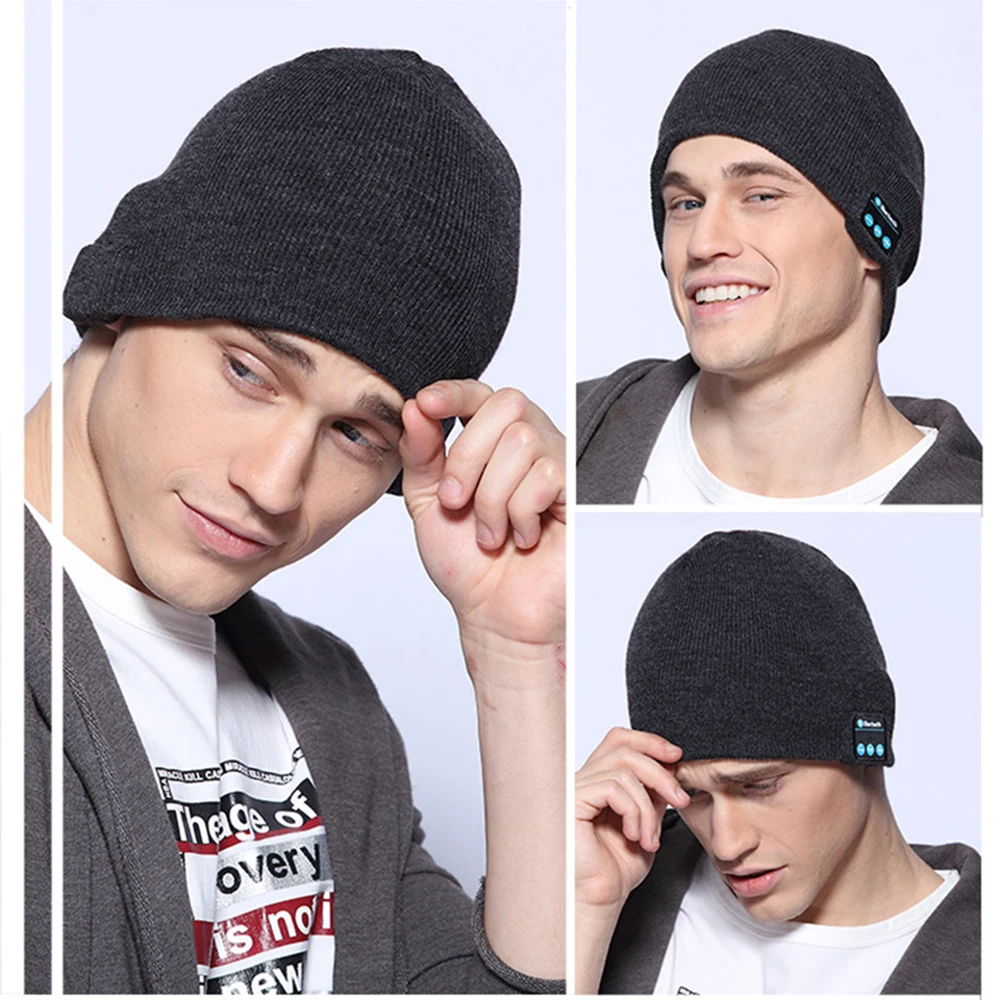 Warm Men Winter Hat Bluetooth Earphone Music Hat Winter Cap Headset With Mic Sport Beanie Knitted Hat for Xiaomi Phone Headset