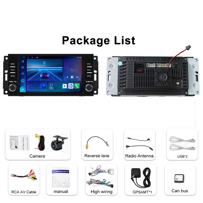 7 ''untuk DodgeGrand Caravan 2008-2020 Head Unit Radio Mobil Carplay Android Auto Stereo Pemutar Multimedia Navigasi GPS BT 2din