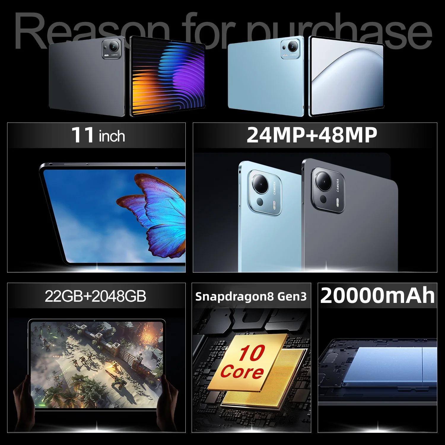 2025 النسخة العالمية الجديدة الأصلية الوسادة 7S الترا اللوحي 22GB + 2T 11 بوصة HD 4K أندرويد 14 20000mAh 5G ثنائي الشريحة واي فاي GPS اللوحي #2