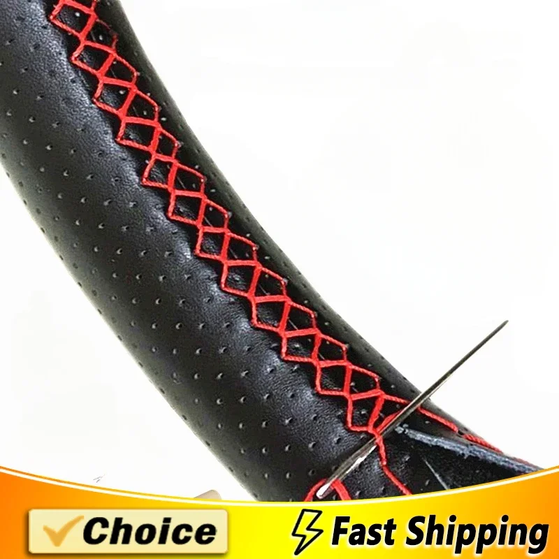 Car Steering Wheel Braid Cover with Needles And Thread Leather Car Steering Wheel Cover DIY Braid Auto Accessories