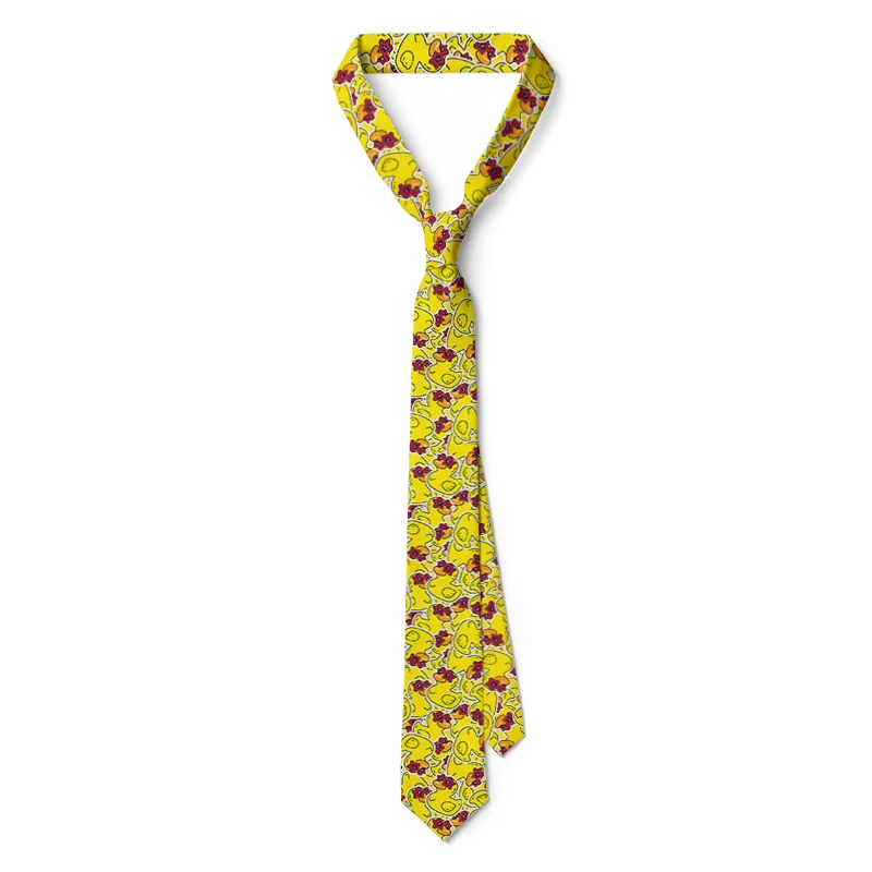 Moda adulto gravata 8cm de largura poliéster dos desenhos animados série pato amarelo acessórios bonitos novidade design casamento negócios moda gravata