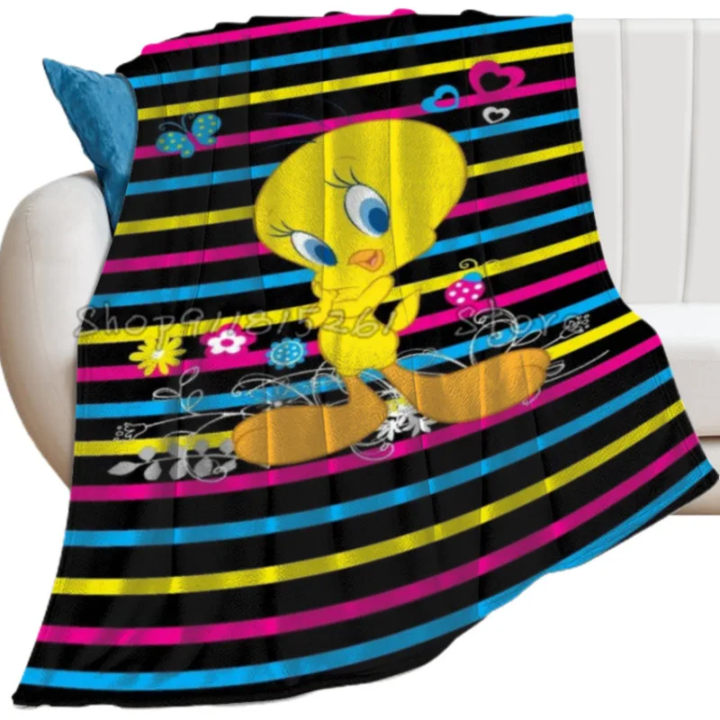 Cartoon Tweety Bird Piolin Throw Blanket Fuzzy Warm Throws for Winter Bedding3D Printing Soft Micro Fleece Blanket