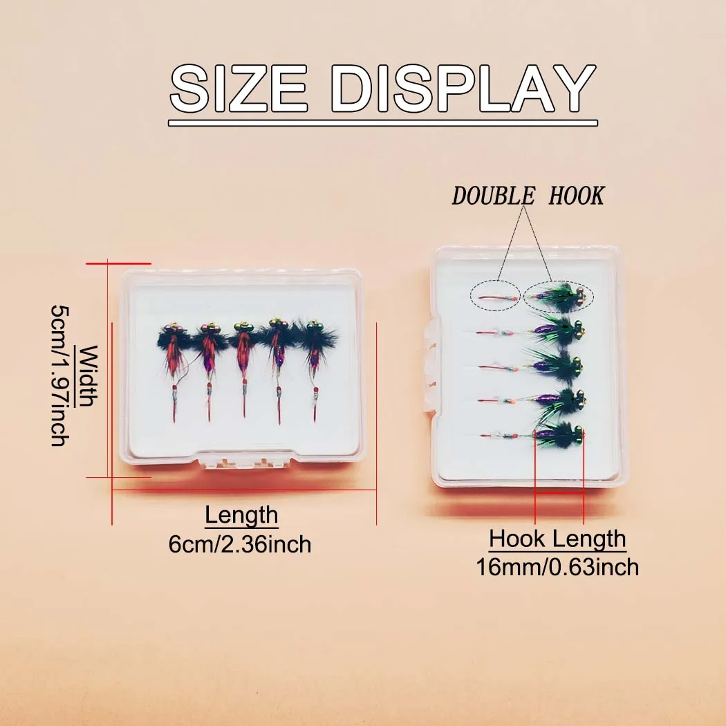 Moscas secas Bionics Mosquito doble anzuelo multicolor trucha - imagen 5