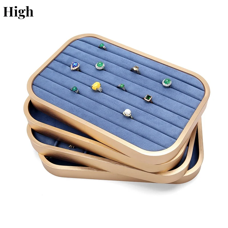 Luxury Metal Velvet Jewelry Display Tray Pendant Necklace Holder Rack Earrings Ring Storage For Live Counter Jewelry Shows Props