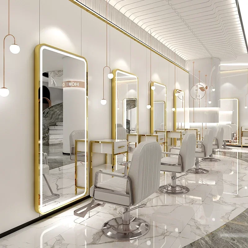 

Зеркало для парикмахерской L, настенное парикмахерское туалетный столик, одностороннее светоизлучающее зеркало для стрижки, настенное