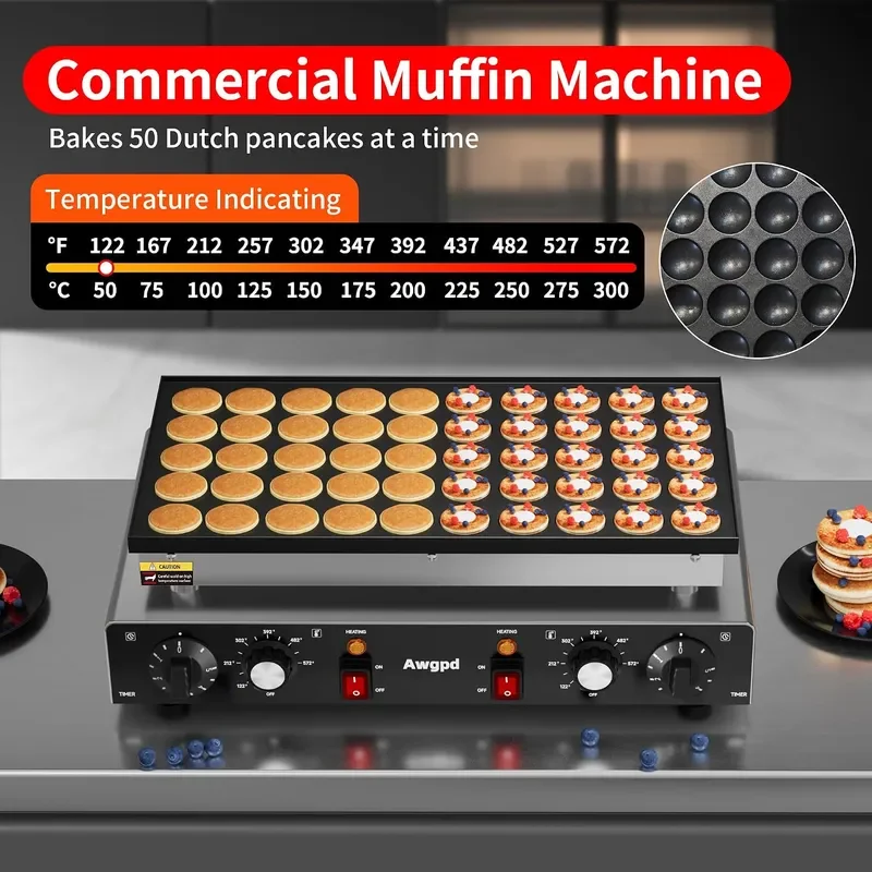 Mini Dutch Pancake Baker 50PCS Electric Commercial Dutch Pancake Baker