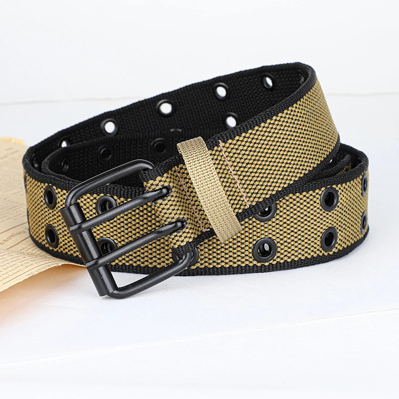 Men's beltinsCanvas multi-color double-needle buckle belt