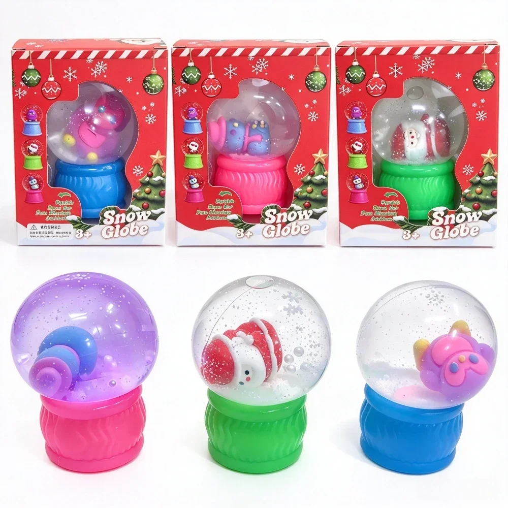Christmas Mini Snow Globe Collectible Toys Cute Character Figures Colorful Base Kids Stocking Stuffer Holiday Gift Set