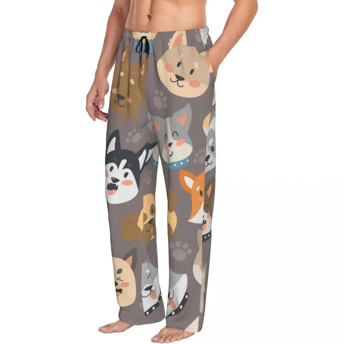 Dogs Heads Men Sleep Bottoms Male Lounge Trousers Men's Pajama Pants