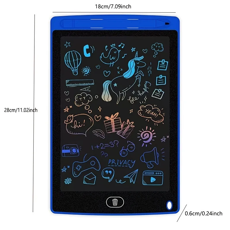 Eletrônico Digital LCD Escrita Tablet, Tela Colorida, Placa Doodle, Papel de Escrita, Desenho Tablet, Presente para Crianças, 12"