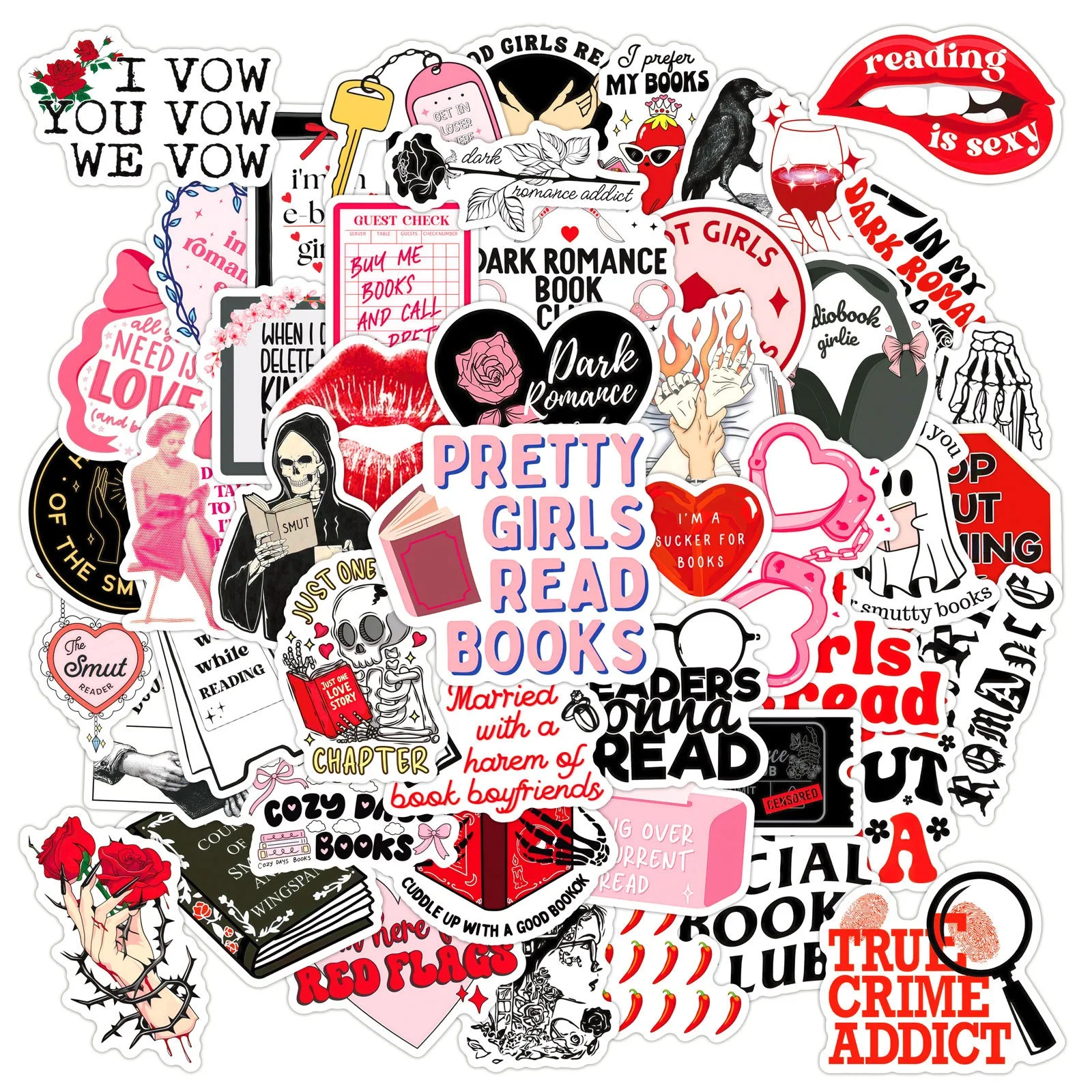 10/50pcs Goth Dark Romance Reader Bookish Stickers Kindle Spice Hot Girls Cartoon Booktok Decals Car Phone Laptop Diary Sticker