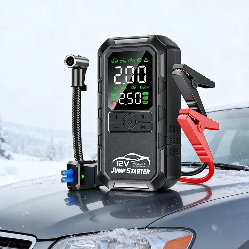 

10000mAh Multi Function Jump Starter 12V Battery Starter and Inflator 2000A Auto Booster Splitter for Car Portable Power Bank