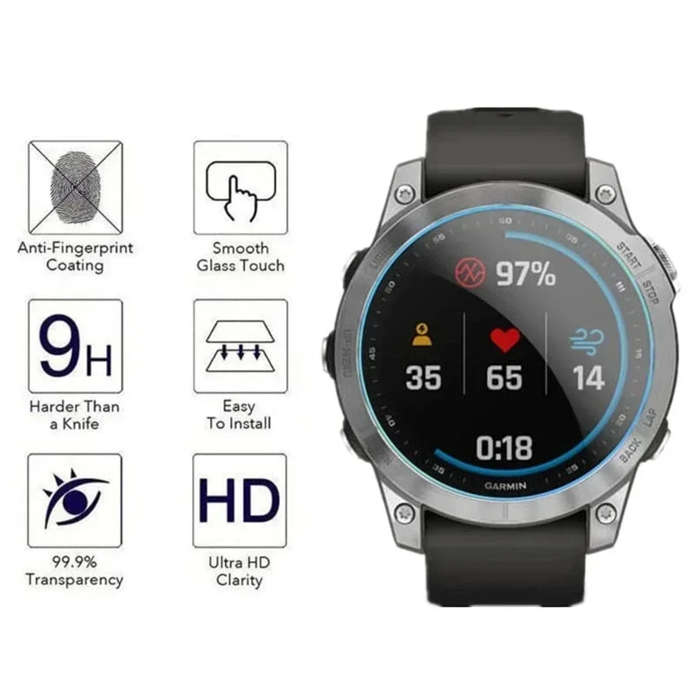 2 uds 9H HD Premium vidrio templado para Garmin Fenix 6 6S 6X MartWatch película protectora de pantalla para Fenix 7S 7 7x zafiro 6X Solar