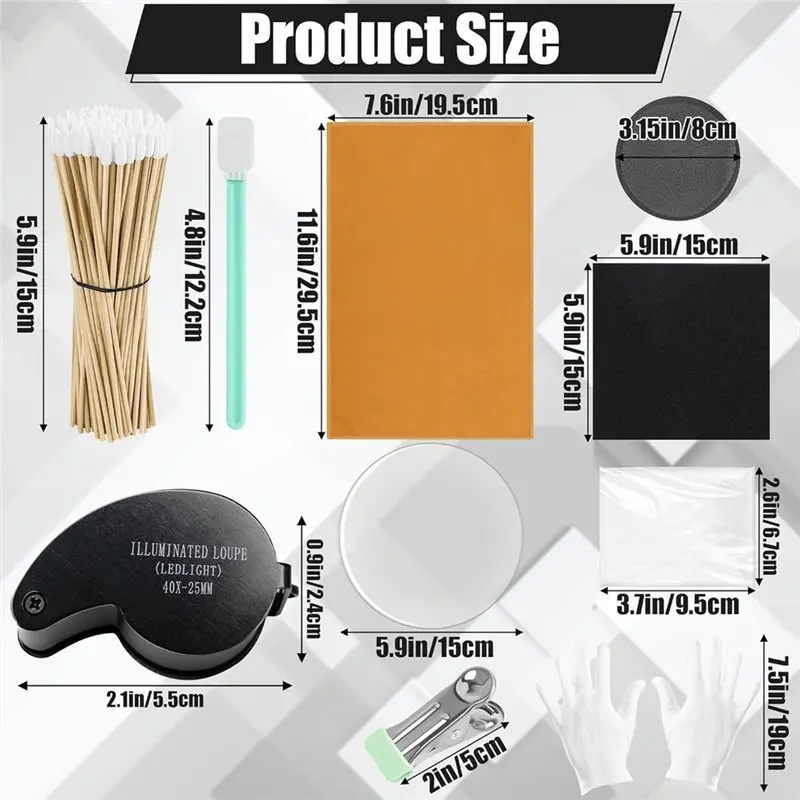 DT39 Card Cleaning Kit 320 Pcs Trading Card Flattening Kit with Acrylic Discs Magnifier for Card Care Accessories