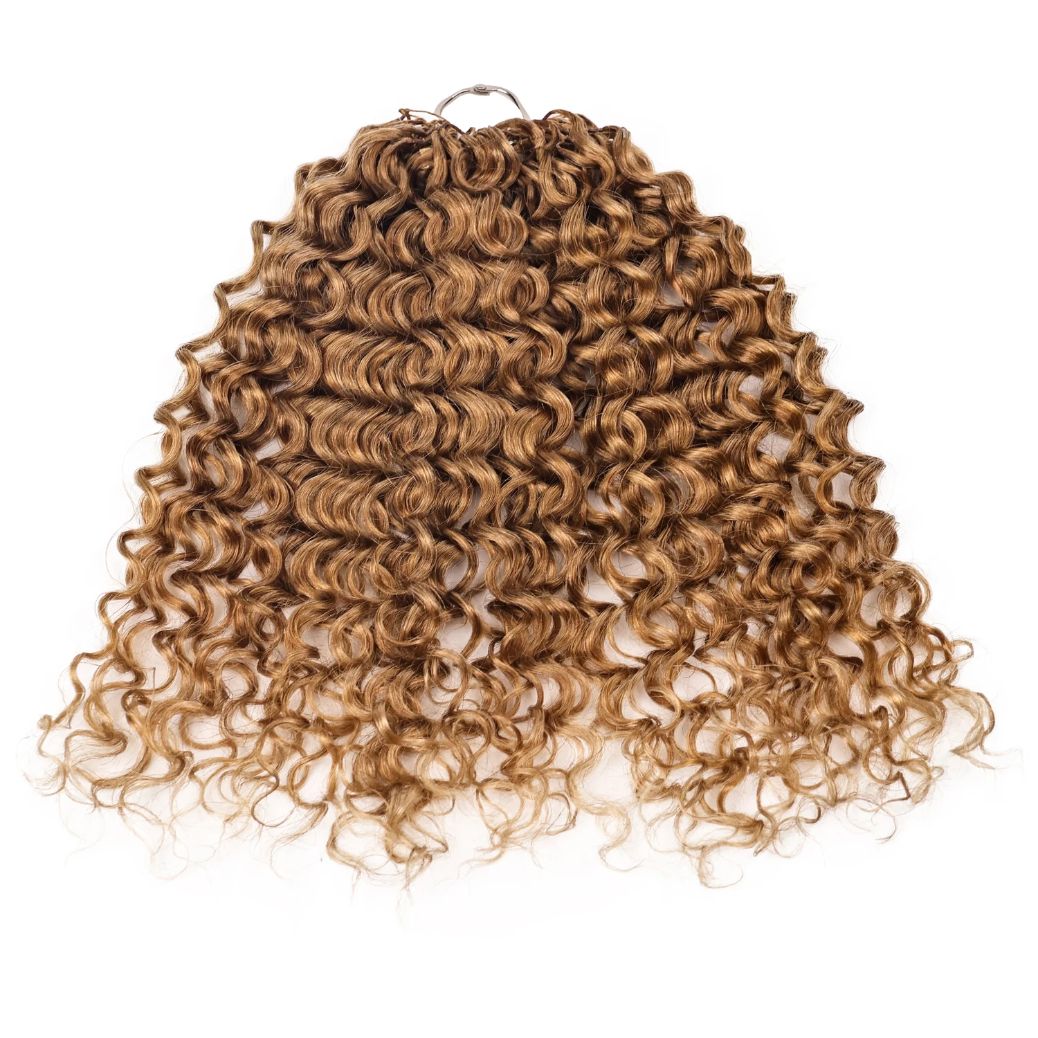 #27 Honey Blonde Feather Crochet Human Hair Extensions Knotless Pre-Separated Water Wave 12-18inch Curly Crochet Hair For Boho