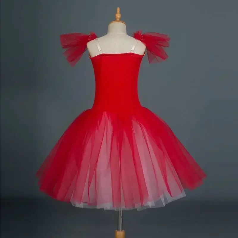 Red Long Ballet Tutu Dress Kids Girls Adult Women Romantic Tutu Contemporary Dance Ballerina Dress Costumes Ballet Dress Girls