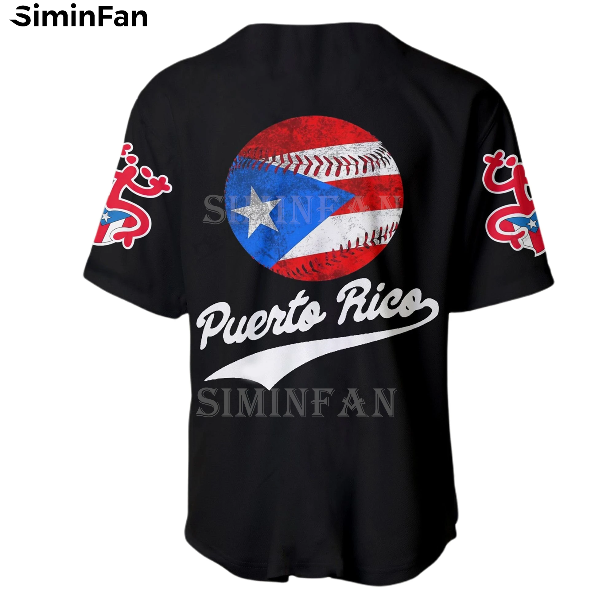 PUERTO RICO BASEBALL 3D Printed Mens Collarless Jersey Shirts Camisa Holiday Summer Beach T-Shirt Women Short Sleeve Tee Top