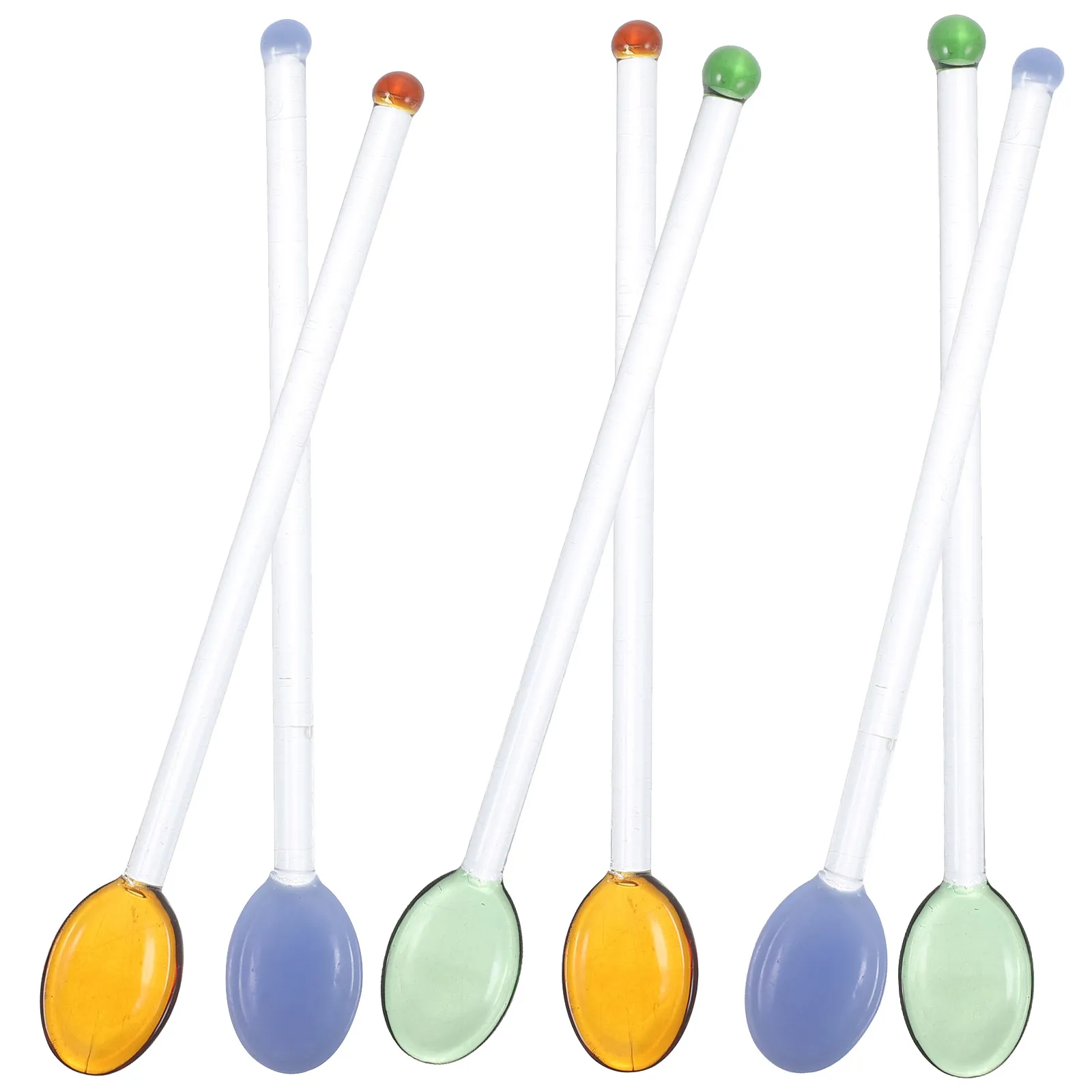 

6pcs Glass Spoon Creative Lovely Stirring Sticks Washable Drink Juicer Bars Dormitories Homes Kitchens Hotels Coffee