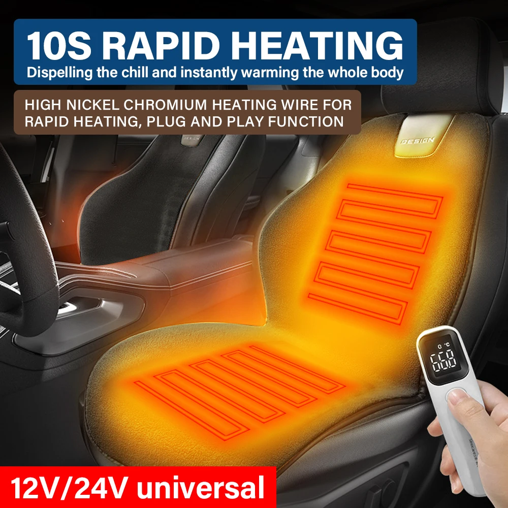 

12V/24V Universal Heated Seat Cushion Fast Heating Three-Speed Temperature Adjustment for Cars SUVs Trucks RVs Vans Ships