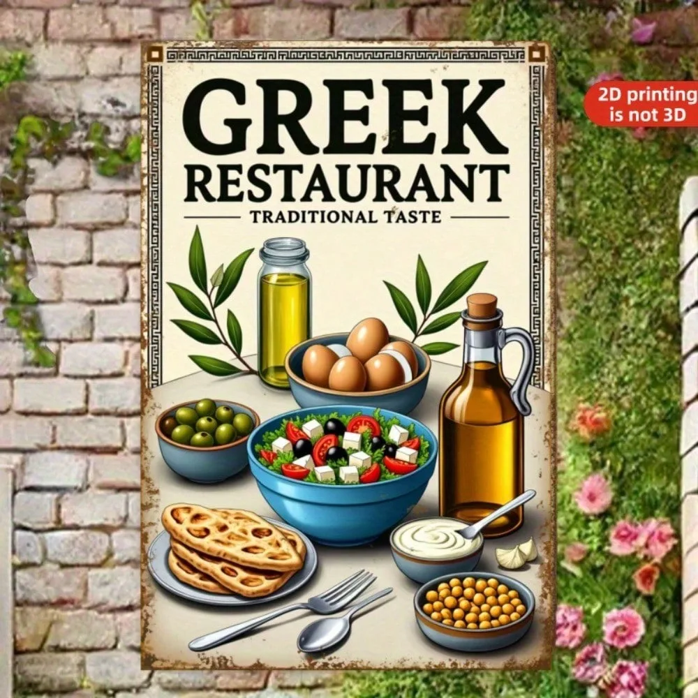 

KINSOME Greek Restaurant Metal Wall Decor - Art Deco Style 2D Flat Sign, Trending Ramadan & Valentines Decorations 2026, Handcra