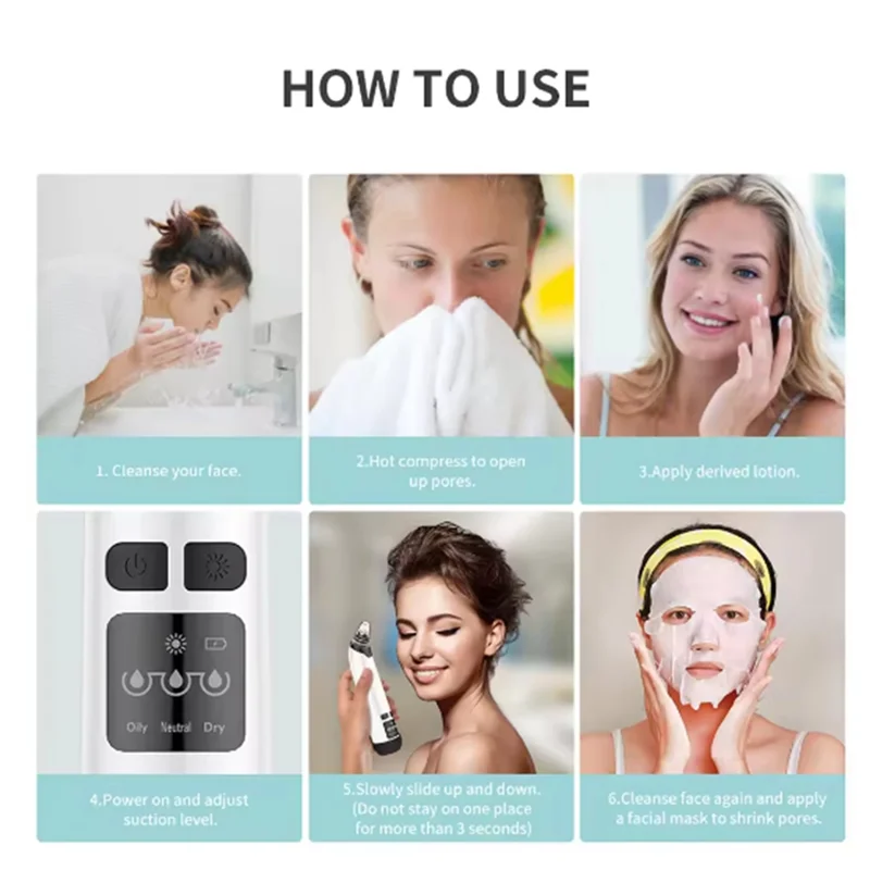 【Coupon!】Hot Compress Blackhead Remover Vacuum Suction Acne Electric Nose Face Deep Cleansing Skin Care Device