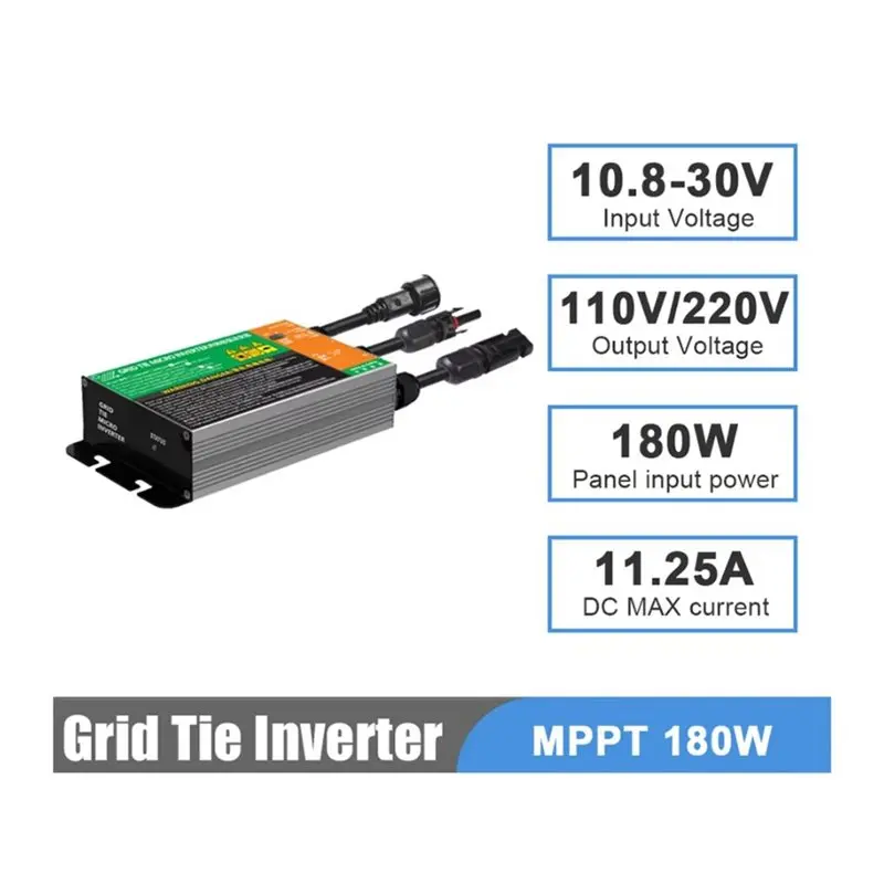 DTA4-180W MPPT Grid Tie Micro Inverter Input DC10.8-30V Output 110V/220V 50Hz 60Hz Solar Home Solar On Grid System