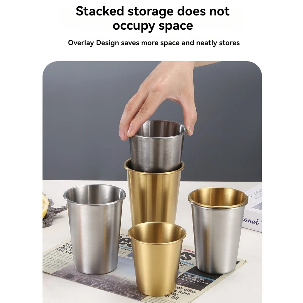 قطعة واحدة من كوب البيرة المصنوع من الفولاذ المقاوم للصدأ على الطراز الصناعي المحمول للتخييم في الهواء الطلق بطبقة واحدة كوب ماء للمشروبات الباردة #3