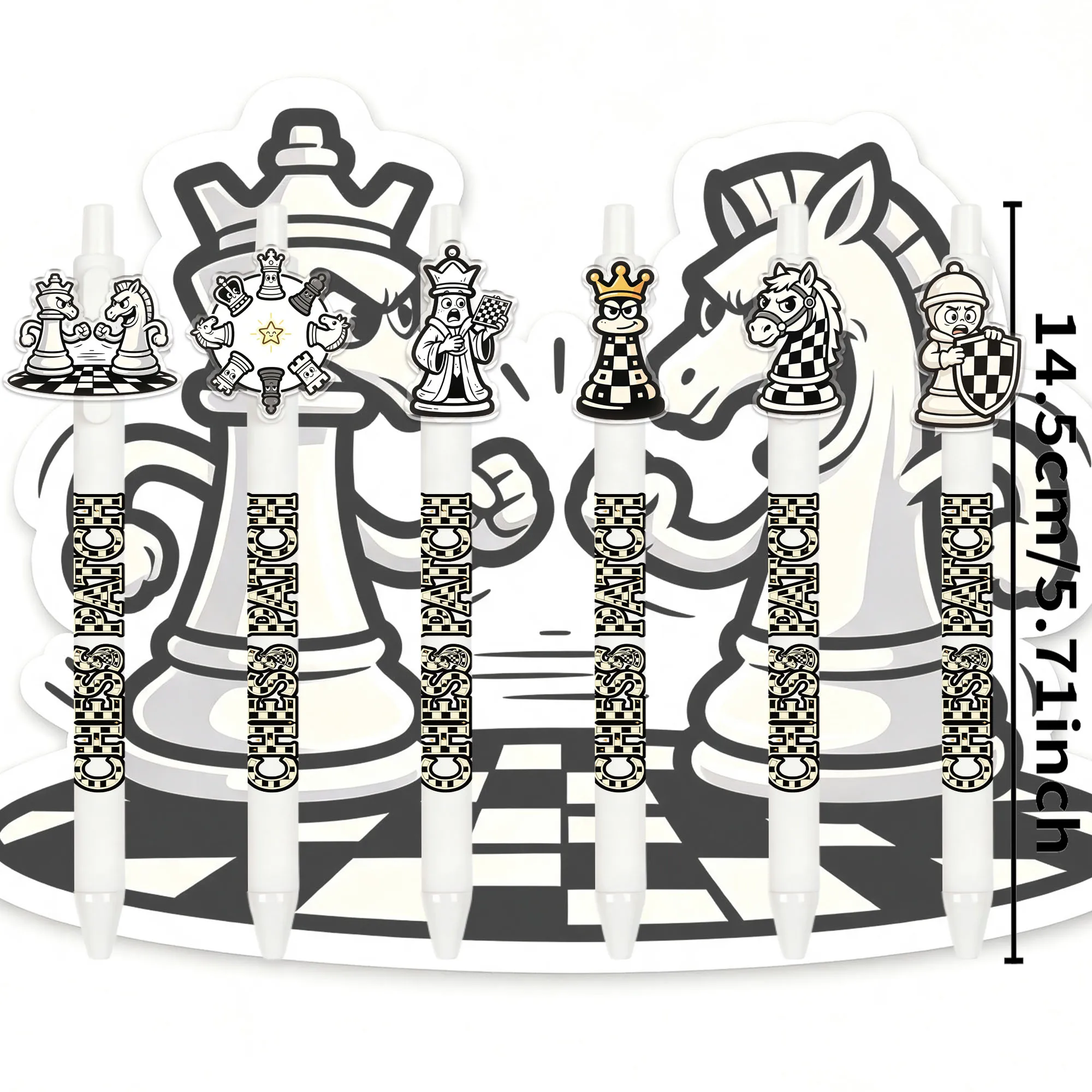 6Pcs/12Pcs Chess Design Retractable Ballpoint Pens, Gifts for Chess Enthusiasts, Signature Pens, Random Patterns
