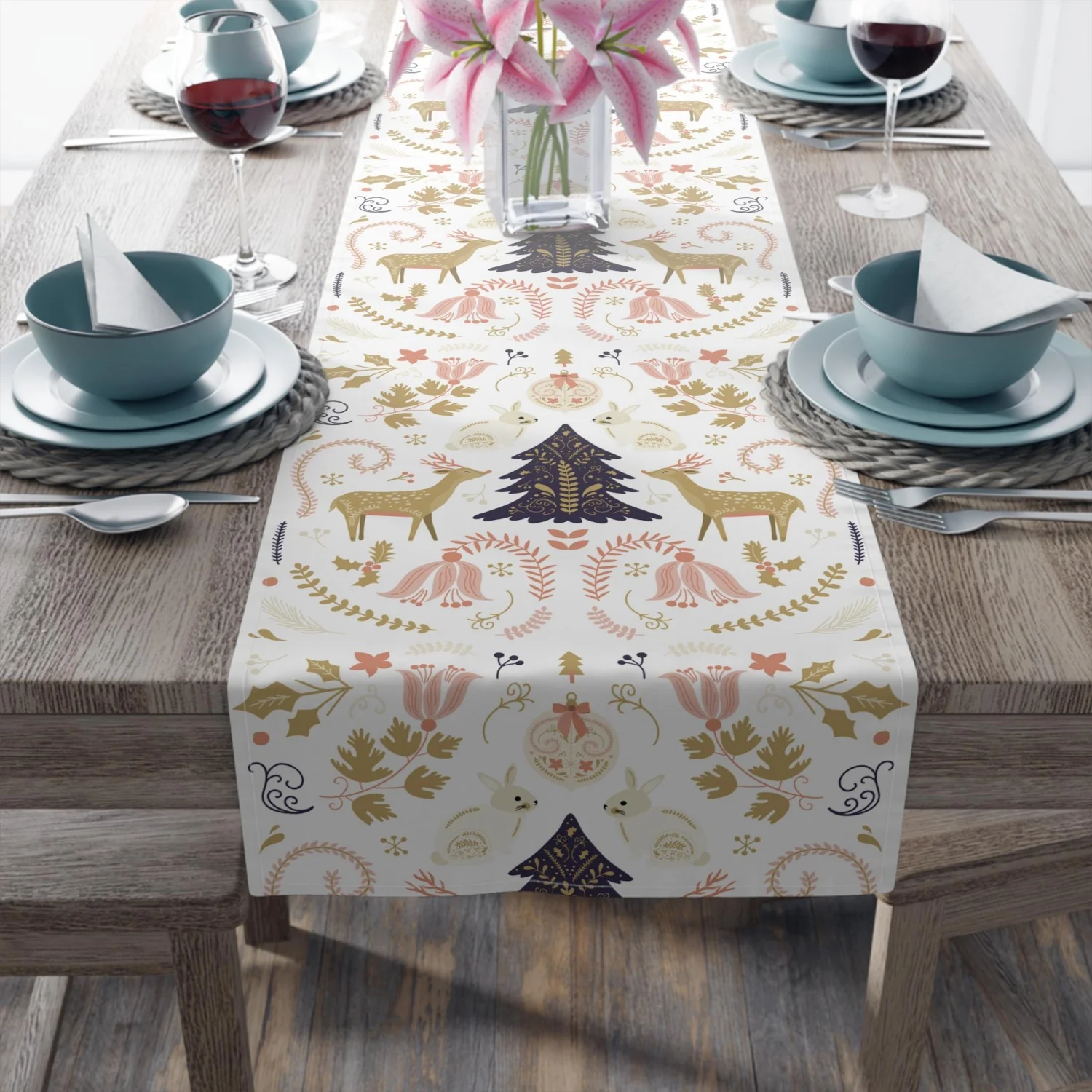 

Scandinavian Folk Art Christmas Table Runner Scandinavian Christmas Folk Art Decor Christmas Folk Art Table Runner