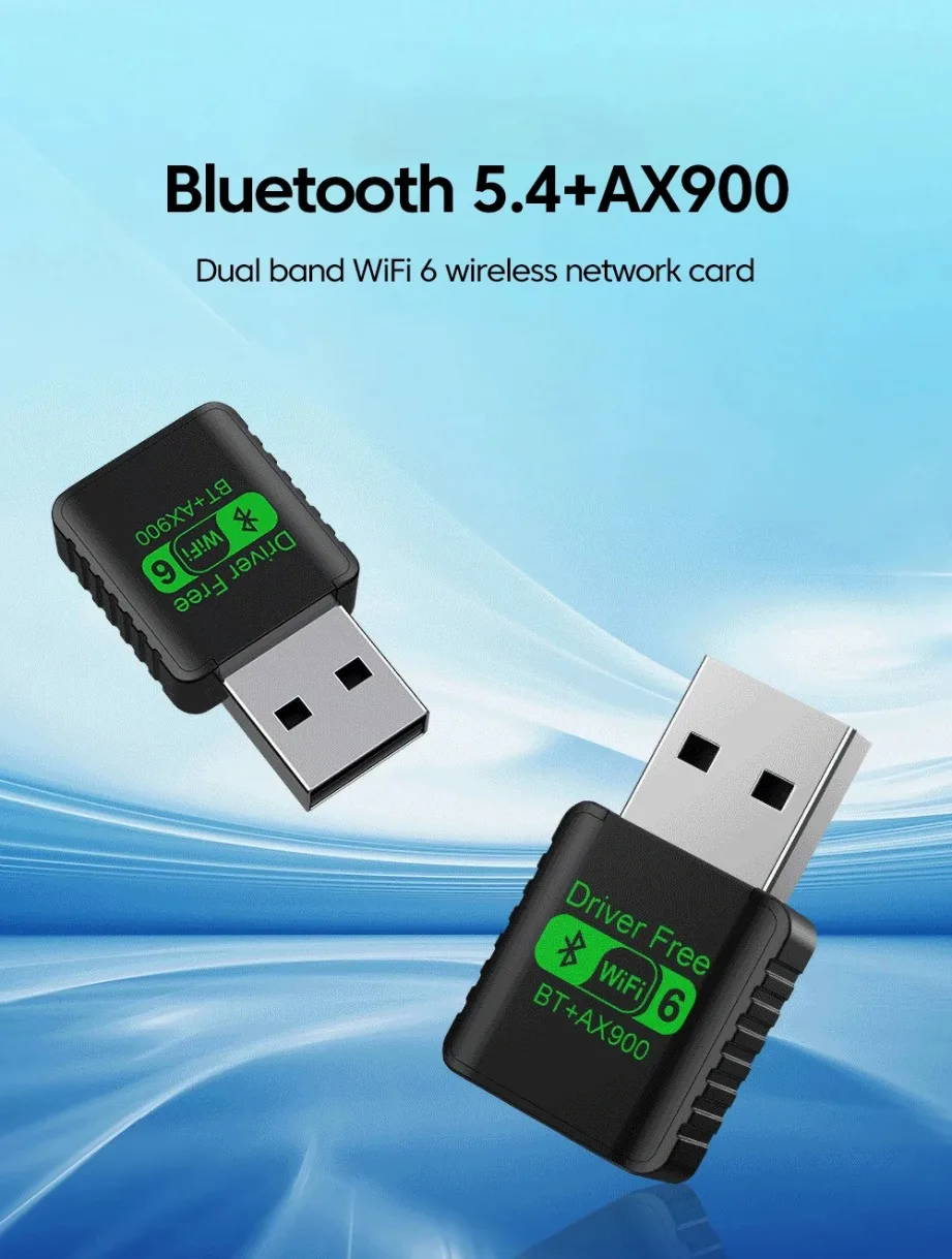 Mini USB AX900 WiFi 6 Bluetooth 5.4 Wireless Adapter 2 in 1 Dongle Network Card Dual Band 2.4GHz/5GHz for Desktop PC Laptop