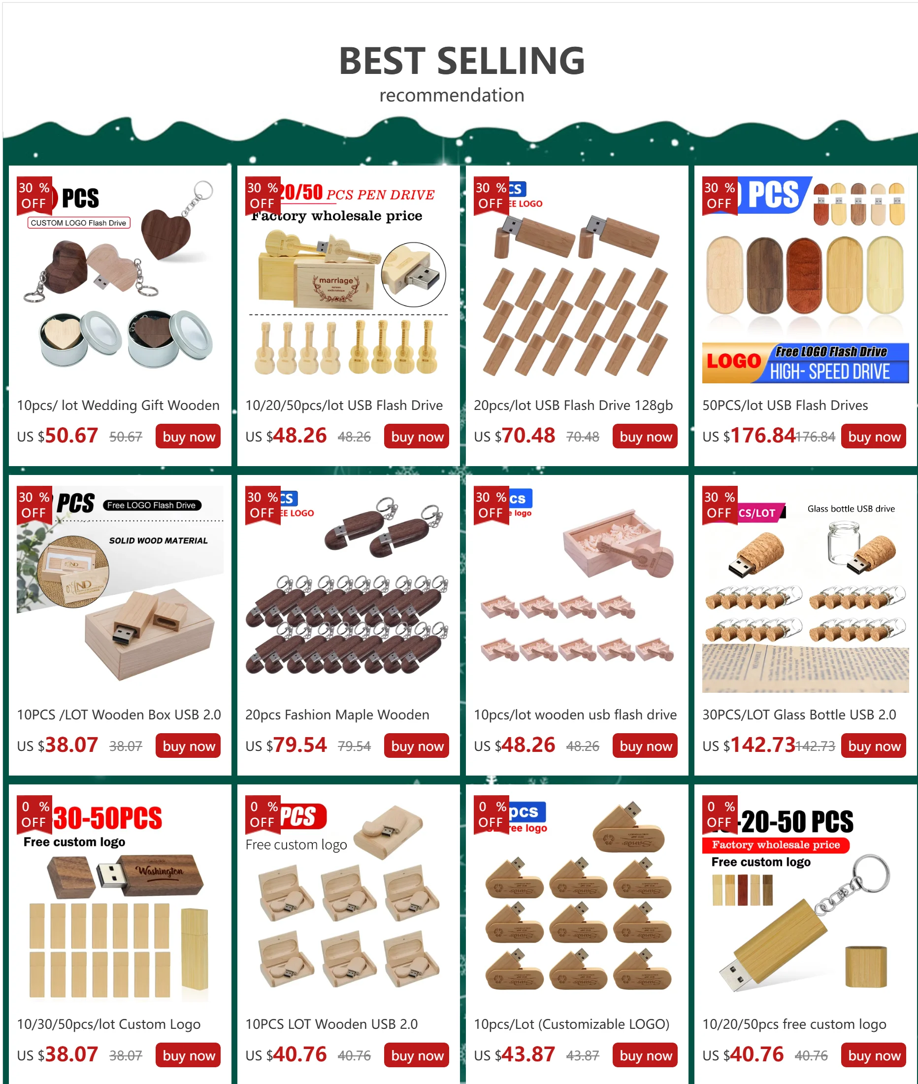 10 teile/los (Anpassbare LOGO) USB-Stick 2,0 Holz Pendrive 4GB 8GB 16GB 32GB 64GB 128GB Memory Stick Hochzeit Geschenk – Detail 1