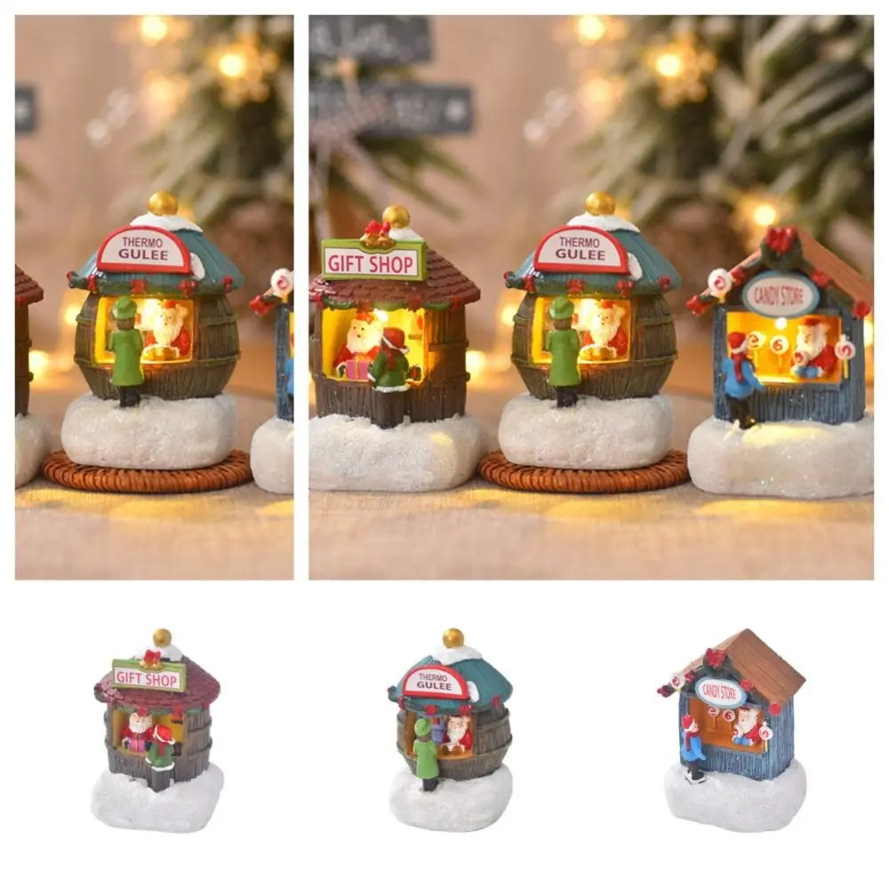 Night Lights Christmas Small House Lamp Santa Thermo gulee House Miniatures Gift Store Resin Christmas Microlandscape Ornament