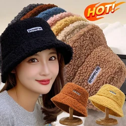 7 Colors Soft Berber Fleece Bucket Hat Plush Lamb Wool Winter Warm Fisherman Hat Women Girls Autumn Outdoor Panama Casual Caps