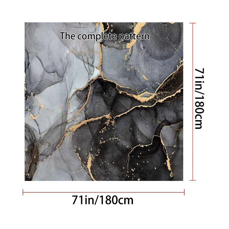 1 piece of 180x180cm gray marble pattern printed shower curtain with hook, waterproof and mold resistant partition