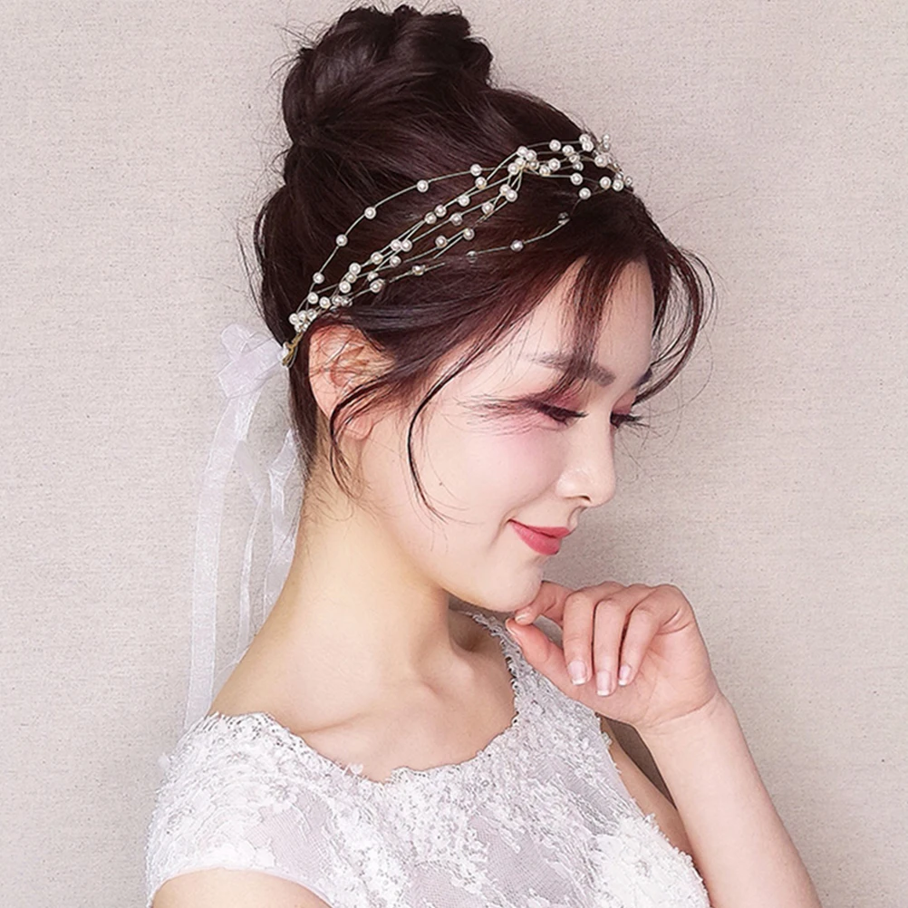 

Классическая повязка на голову с жемчугом, свадебный головной убор, многослойные свадебные аксессуары для волос, элегантный дизайн для невесты, ювелирные изделия для девочек