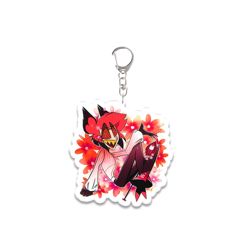 Per Hazbin Hotel Angel Dust Vox Alastor Vaggie Valentino Husk Portachiavi in acrilico Decorazione Accessori pendenti Regalo del festival
