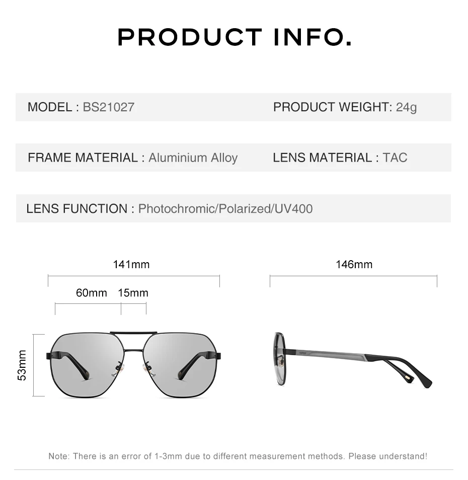 CAPONI Marke Sonnenbrille für Männer polarisierte photo chrome Outdoor-Fahren Sonnenschutz uv400 schützen blend freie Herren brillen bs21027 – Detail 13