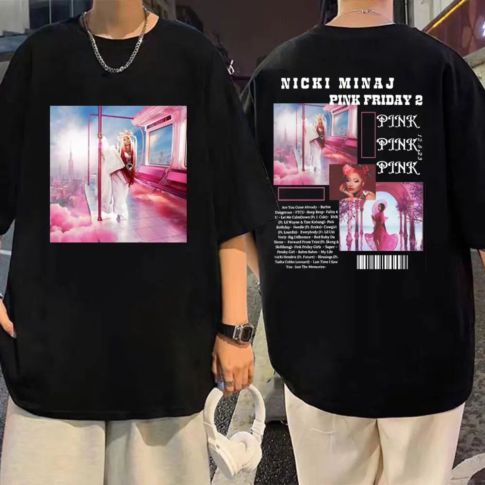 Singer Nicki Minaj New Album Graphic T Shirts Pink Friday 2 Print Short Sleeve T-shirt Men Women Fashion Y2k Aesthetics T-shirts