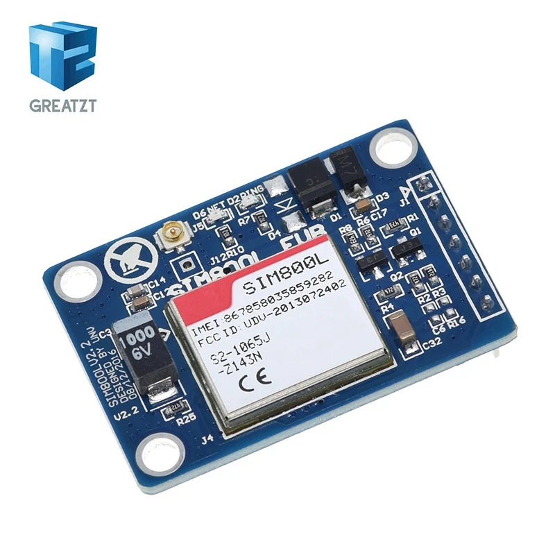 GREATZT SIM800L V2.0 5 В беспроводной GSM GPRS модуль четырехдиапазонный с крышкой антенного кабеля GREATZT SIM800L V2.0 5 В беспроводной GSM GPRS модуль четырехдиапазонный с крышкой антенного кабеля
